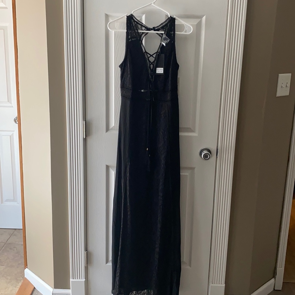 Brand new long black lace dress size large